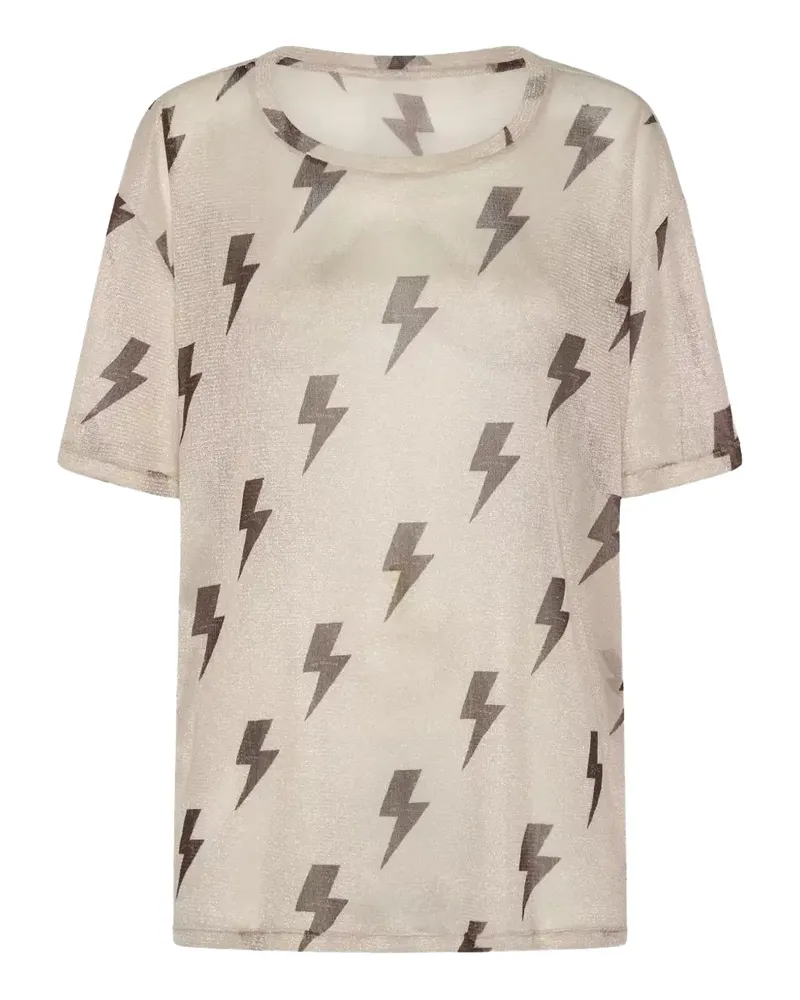 One Teaspoon lightning-pattern T-shirt - Nude Nude