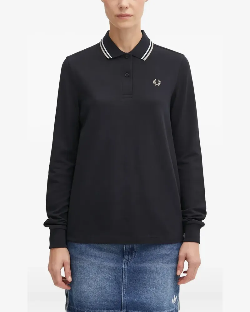 Fred Perry logo-embroidered polo top - Schwarz Schwarz