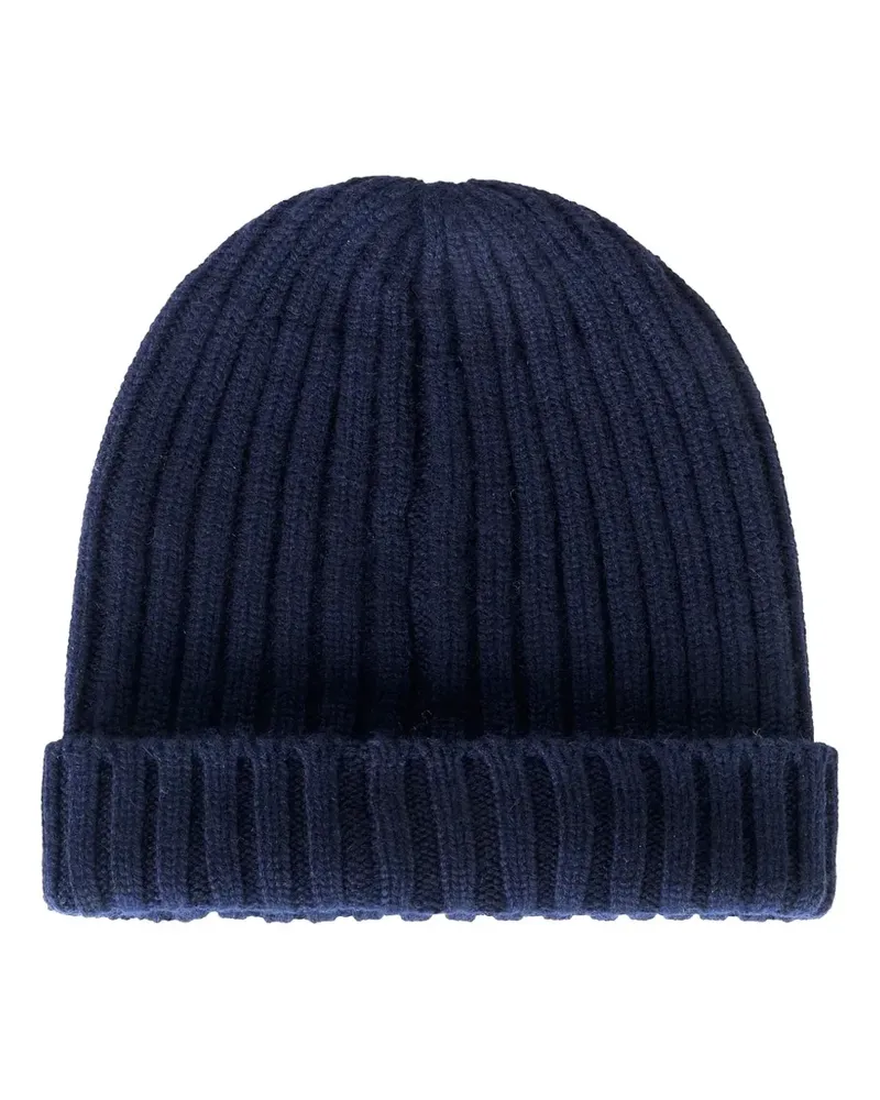 Fedeli Gerippte Kaschmirbeanie - Blau Blau