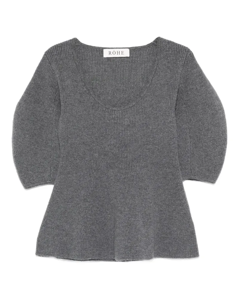 Róhe puffed-sleeve knitted top - Grau Grau