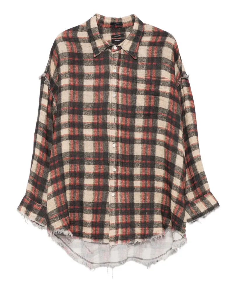 R13 frayed plaid-check shirt - Schwarz Schwarz