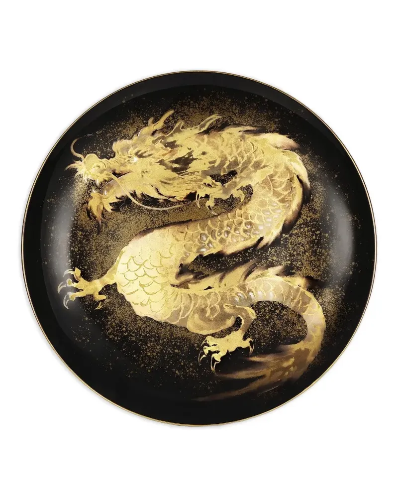 Shanghai Tang Watersky Teller mit Drachen-Print - Schwarz Schwarz