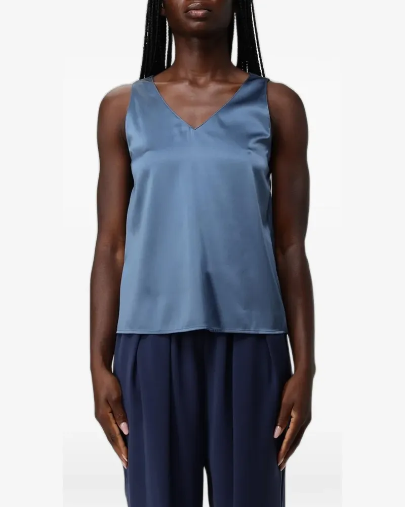 Emporio Armani satin-finish V-neck top - Blau Blau