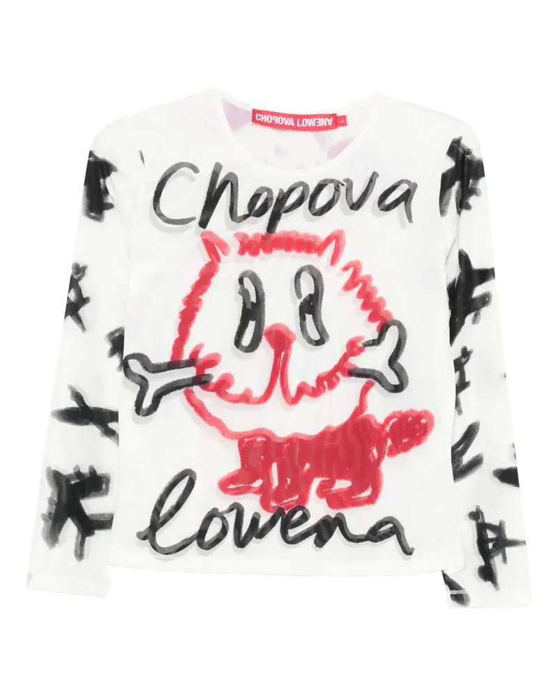 CHOPOVA LOWENA Langarmshirt mit Logo-Print - Weiß Weiß