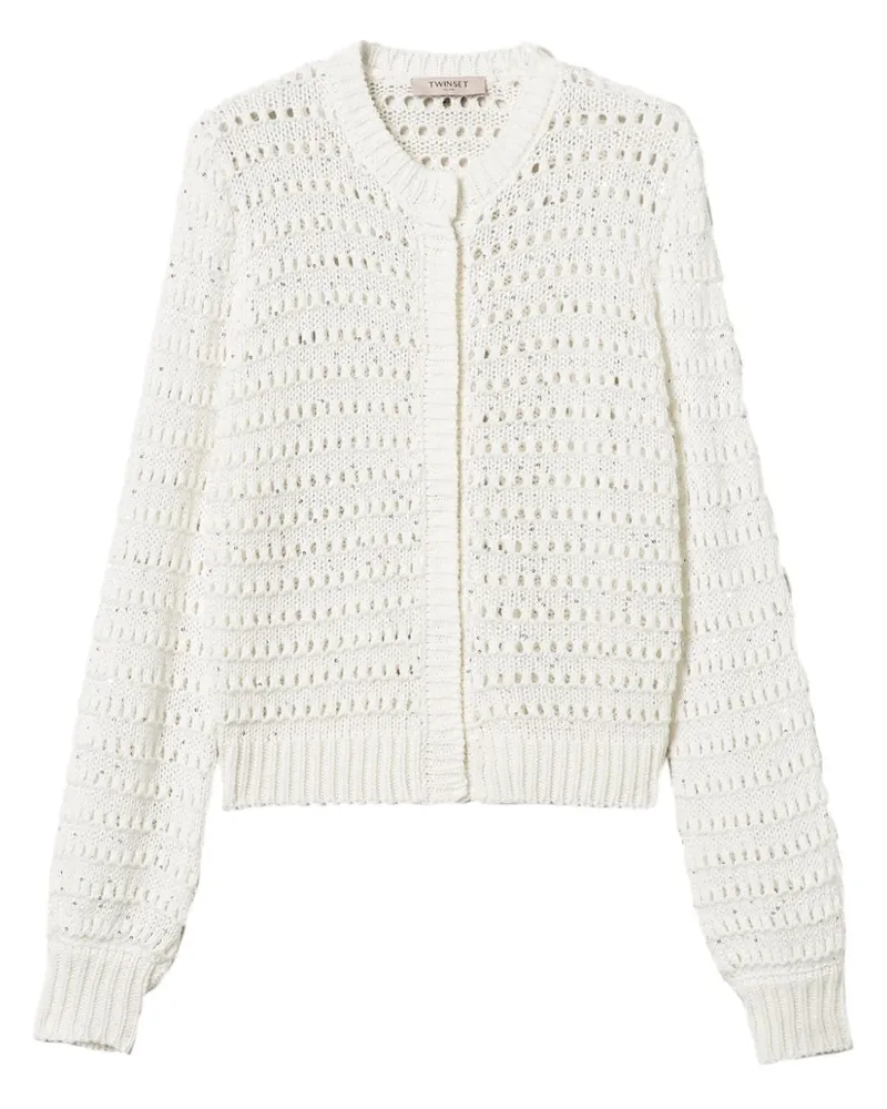 Twin-Set Cardigan mit Pailletten - Weiß Weiß