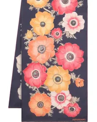 Ferragamo Seidenschal mit Blumen-Print Blau