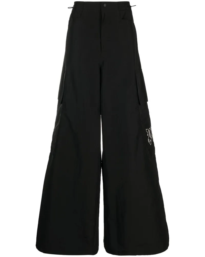 Palm Angels Wide-Leg-Hose mit Monogramm - Schwarz Schwarz