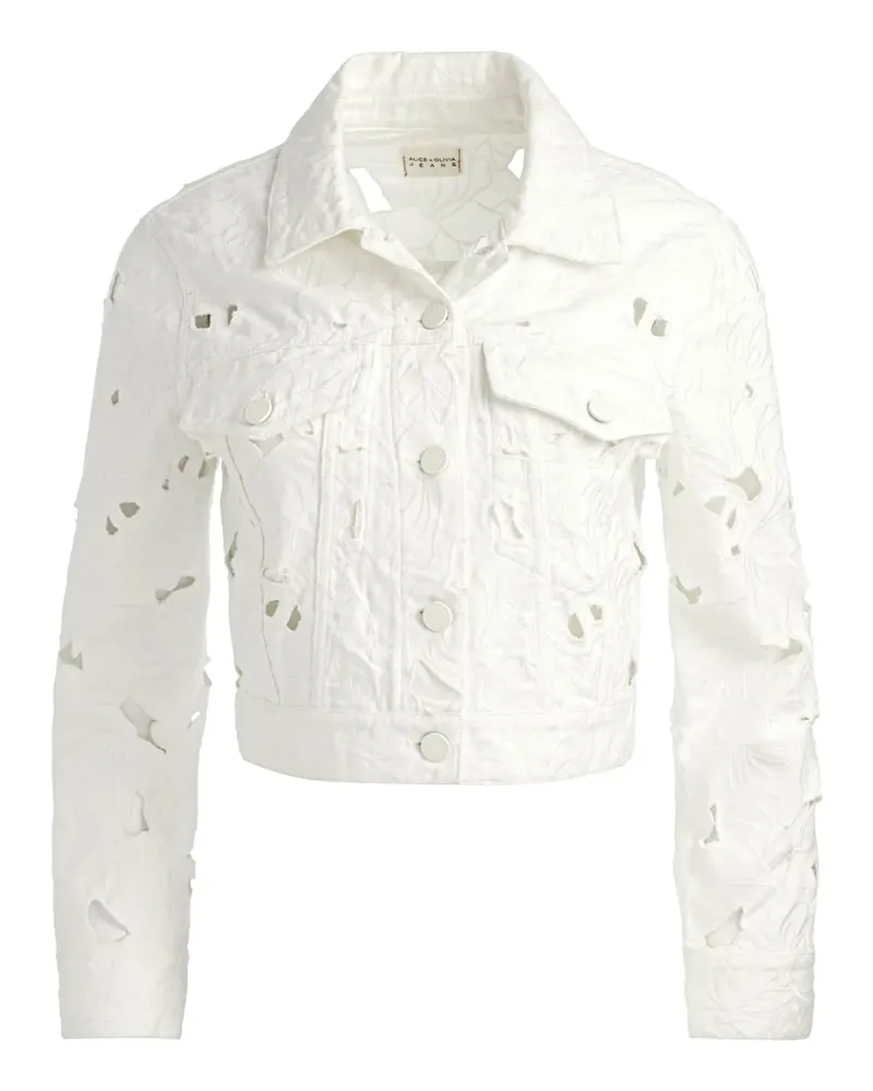 Alice + Olivia Bestickte Chloe Jeansjacke - Weiß Weiß