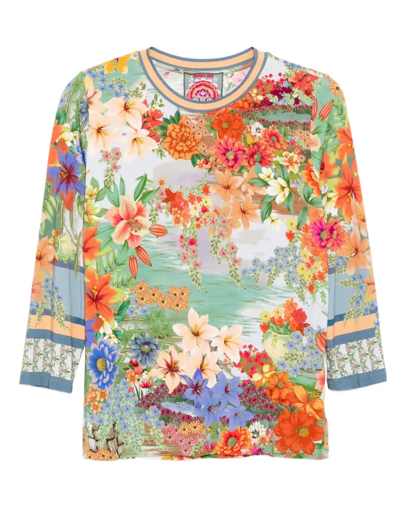 Johnny Was The Janie 3/4 T-Shirt mit rundem Ausschnitt - Blau Blau