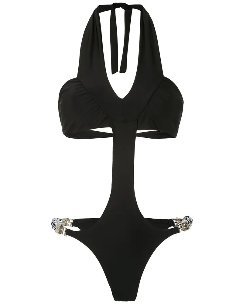 Amir Slama Badeanzug mit Cut-Out - Schwarz Schwarz