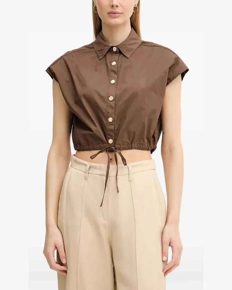 Gaudi cropped drawstring-waist shirt - Braun Braun
