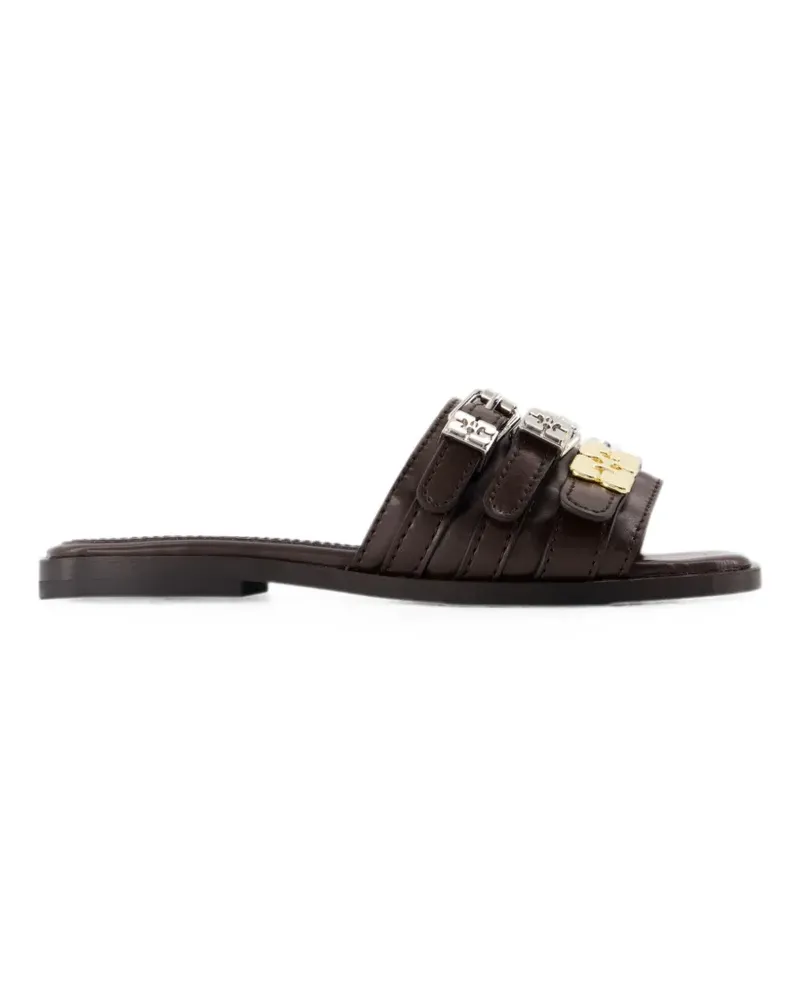 Ganni Sue Triple buckle-strap mules - Braun Braun