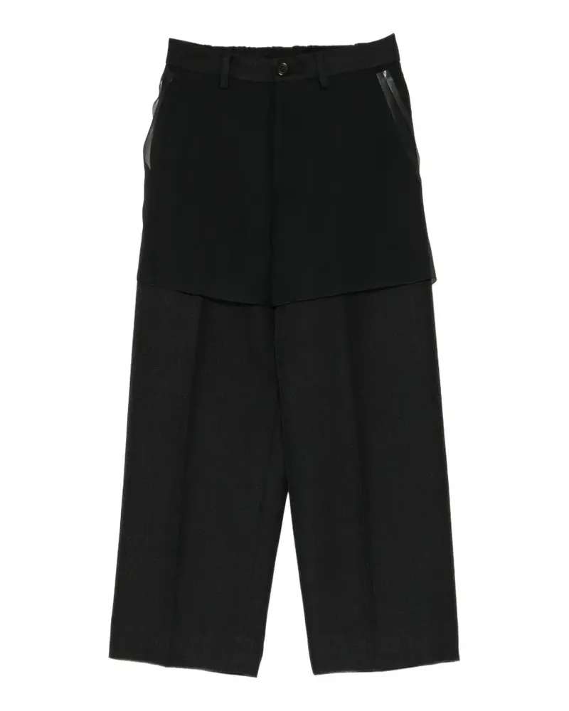 Undercover Wide-Leg-Hose im Layering-Look - Schwarz Schwarz