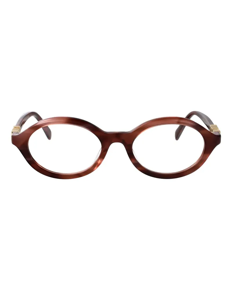 Gucci logo-plaque round-frame glasses - Braun Braun