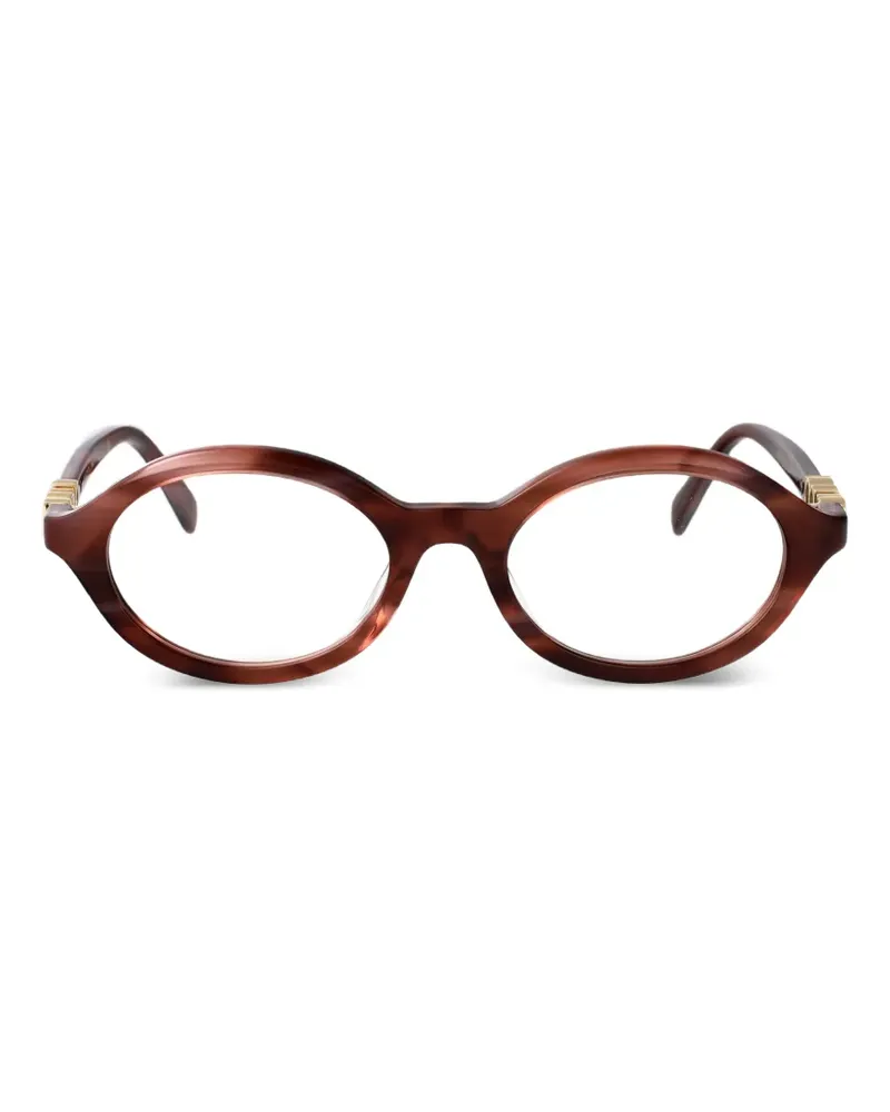 Gucci logo-plaque round-frame glasses - Braun Braun
