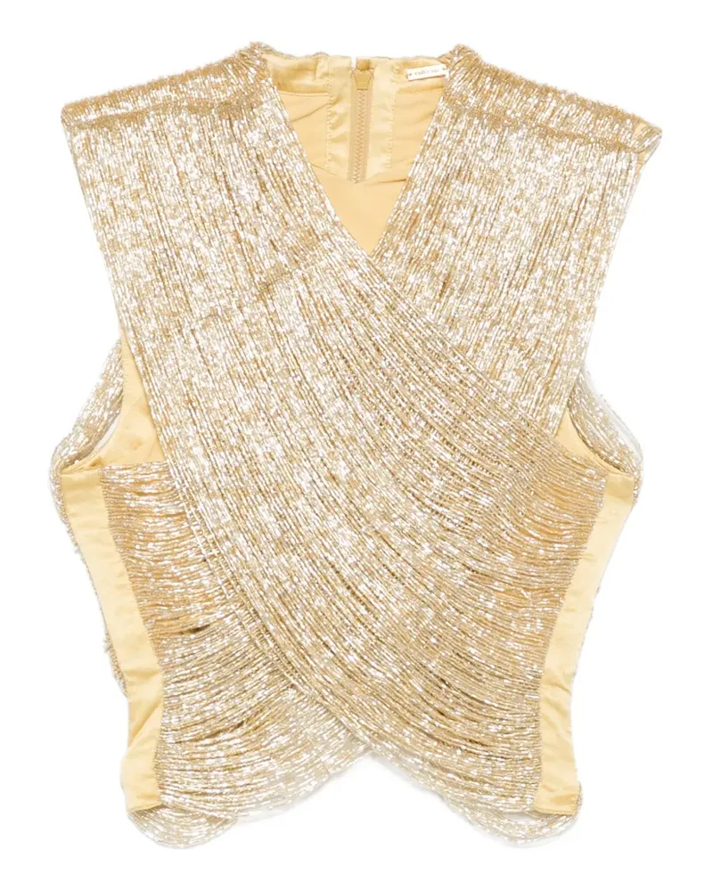 Cult Gaia Haisley beaded crossover top - Gold Gold