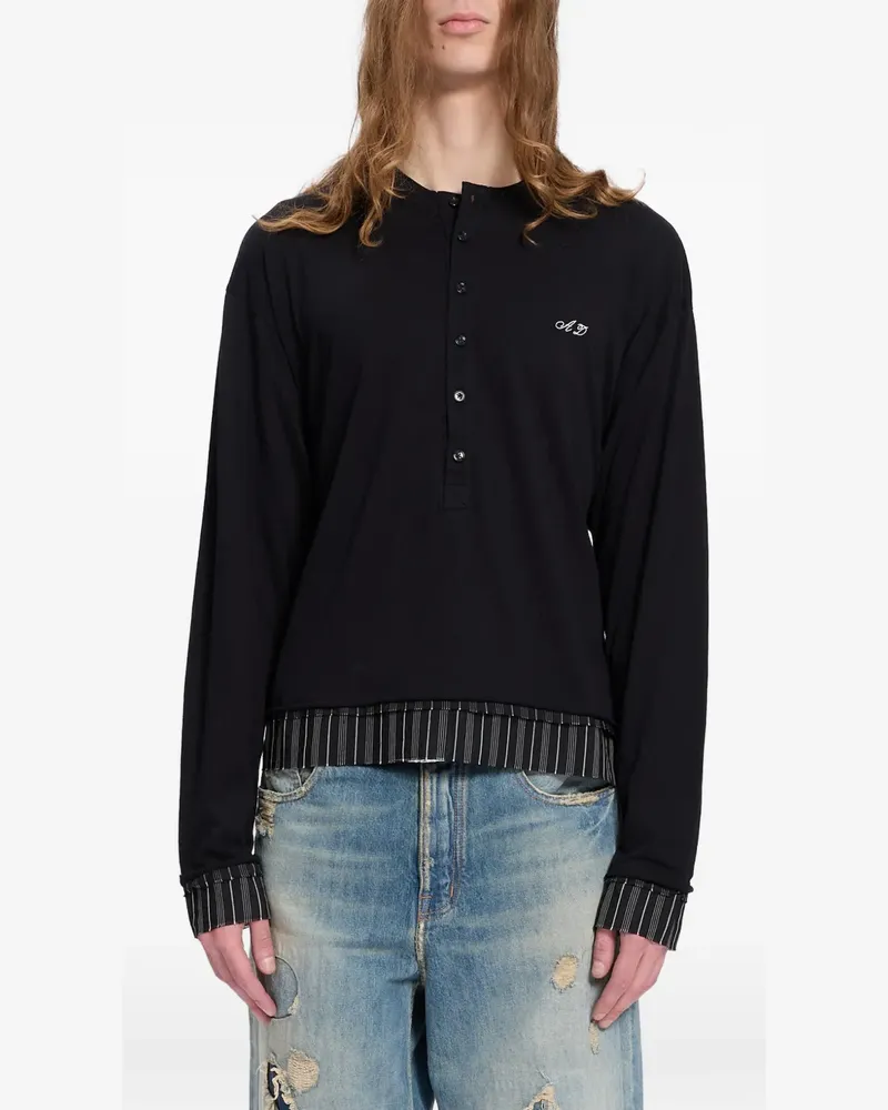 Ann Demeulemeester Serafino Langarmshirt - Schwarz Schwarz