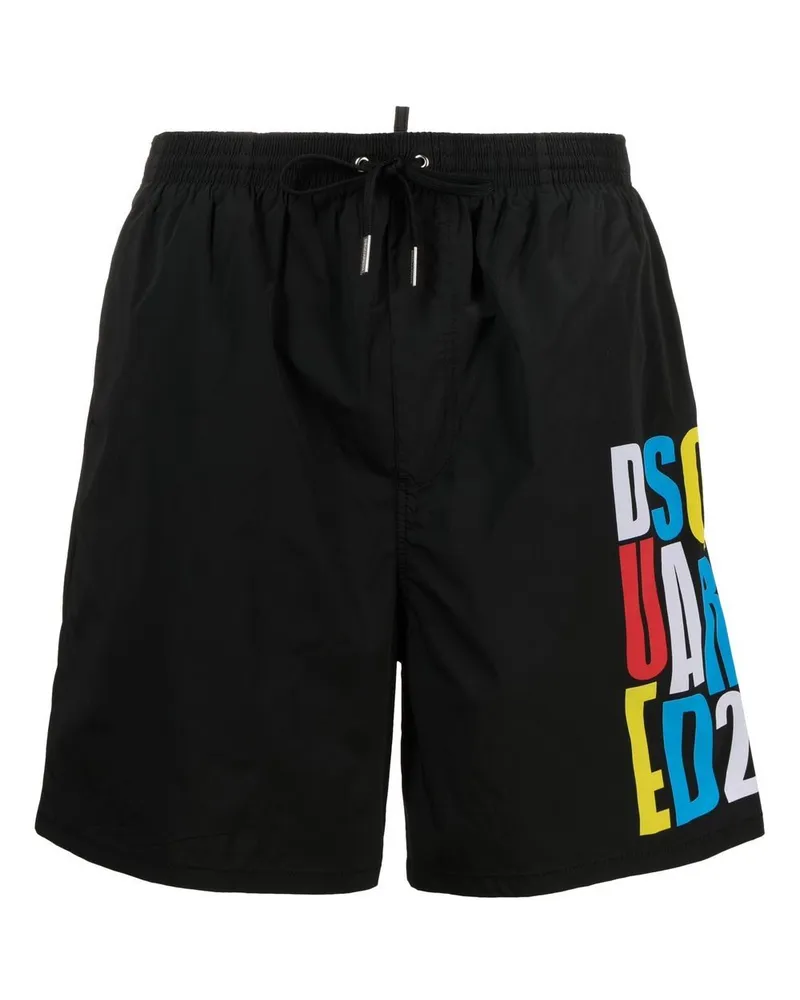 Dsquared2 Badeshorts mit Logo-Print Schwarz