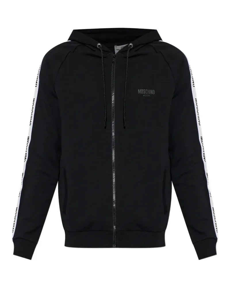 Moschino logo-tape zip-up hoodie - Schwarz Schwarz