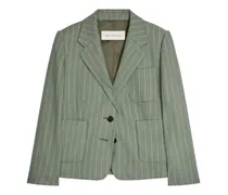 Cropped-Blazer mit Streifen - Grün