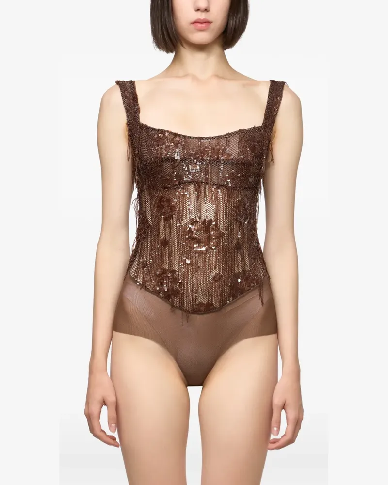 ATU Body Couture sequin-embellished corset bodysuit - Braun Braun