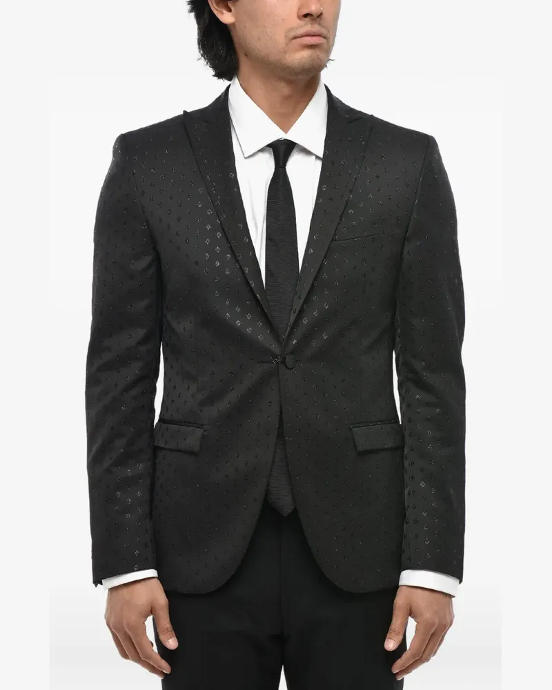 Corneliani lurex-detail jacquard blazer - Schwarz Schwarz