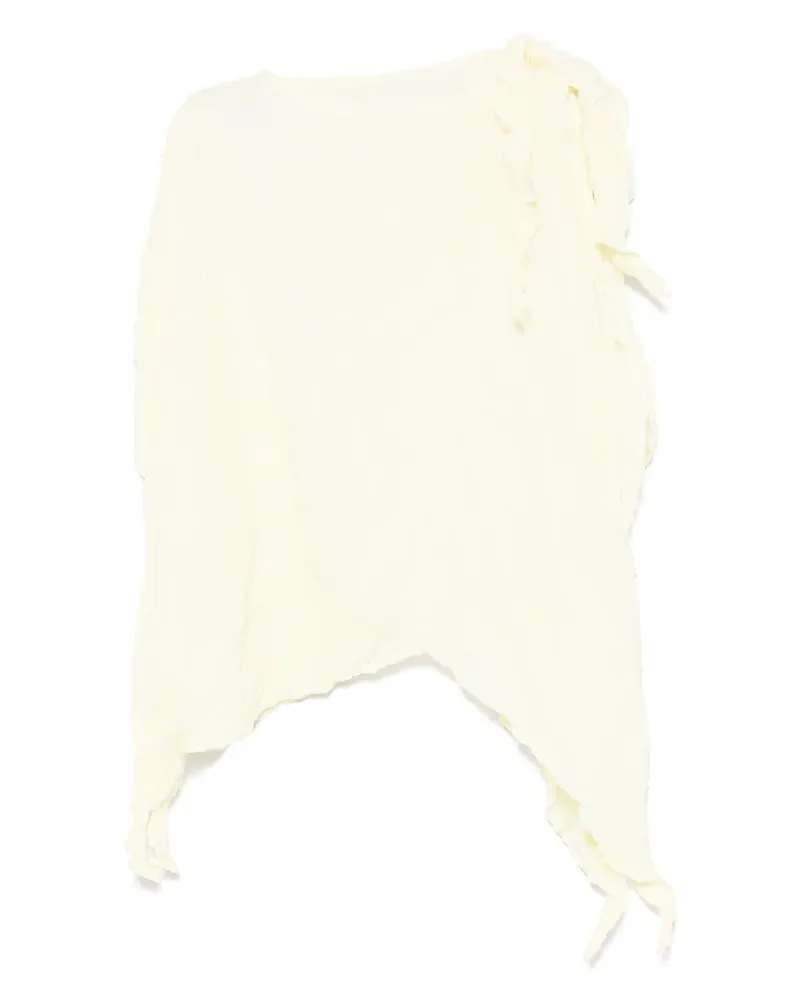 Issey Miyake Bluse mit Knitteroptik - Gelb Gelb
