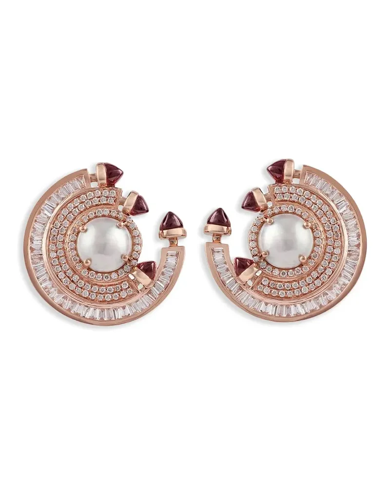 Ananya 18kt Chakra Rotgoldohrringe mit Rubin und Diamanten - Rosa Rosa