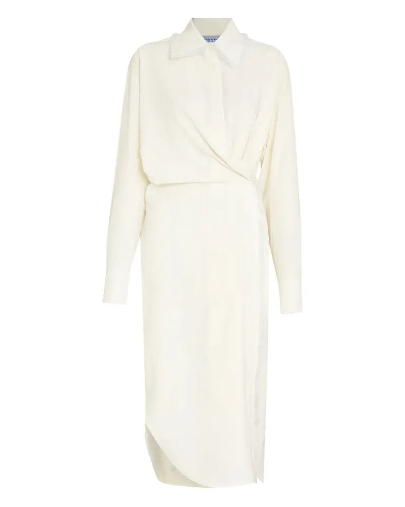 Gloria Coelho Midi-Hemdkleid mit geknoteten Fransen - Weiß Weiß