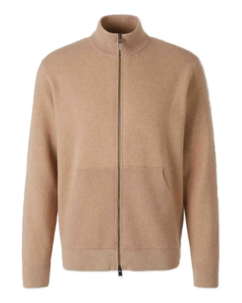 Canali zip-up elbow-patch sweater - Braun Braun