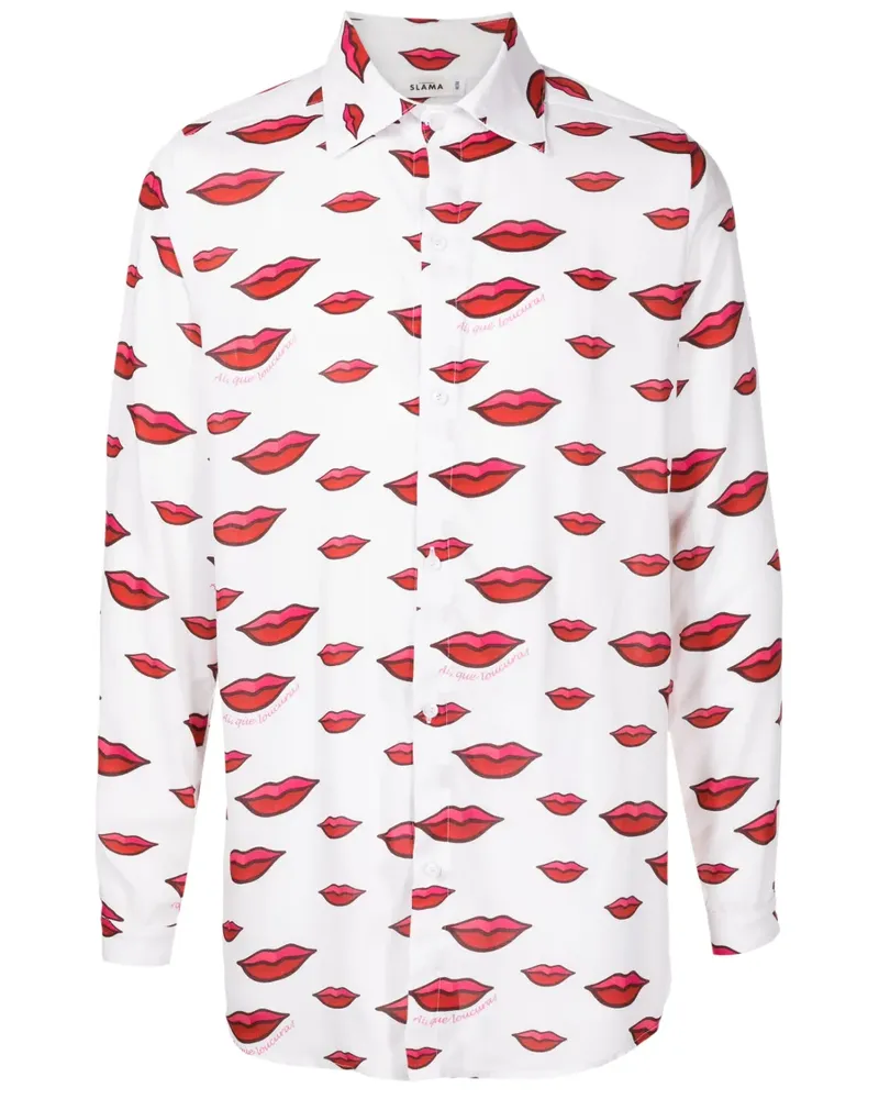 Amir Slama Hemd mit Lippenmotiv - Weiß Weiß