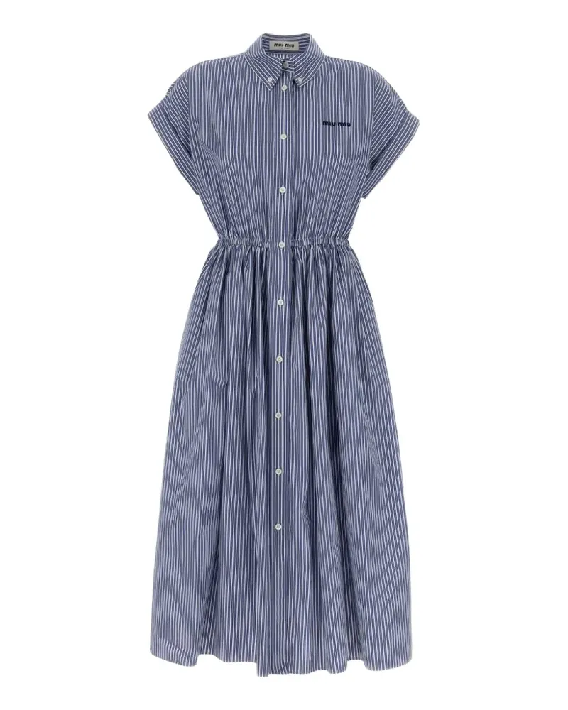Miu Miu Gestreiftes Midikleid - Blau Blau