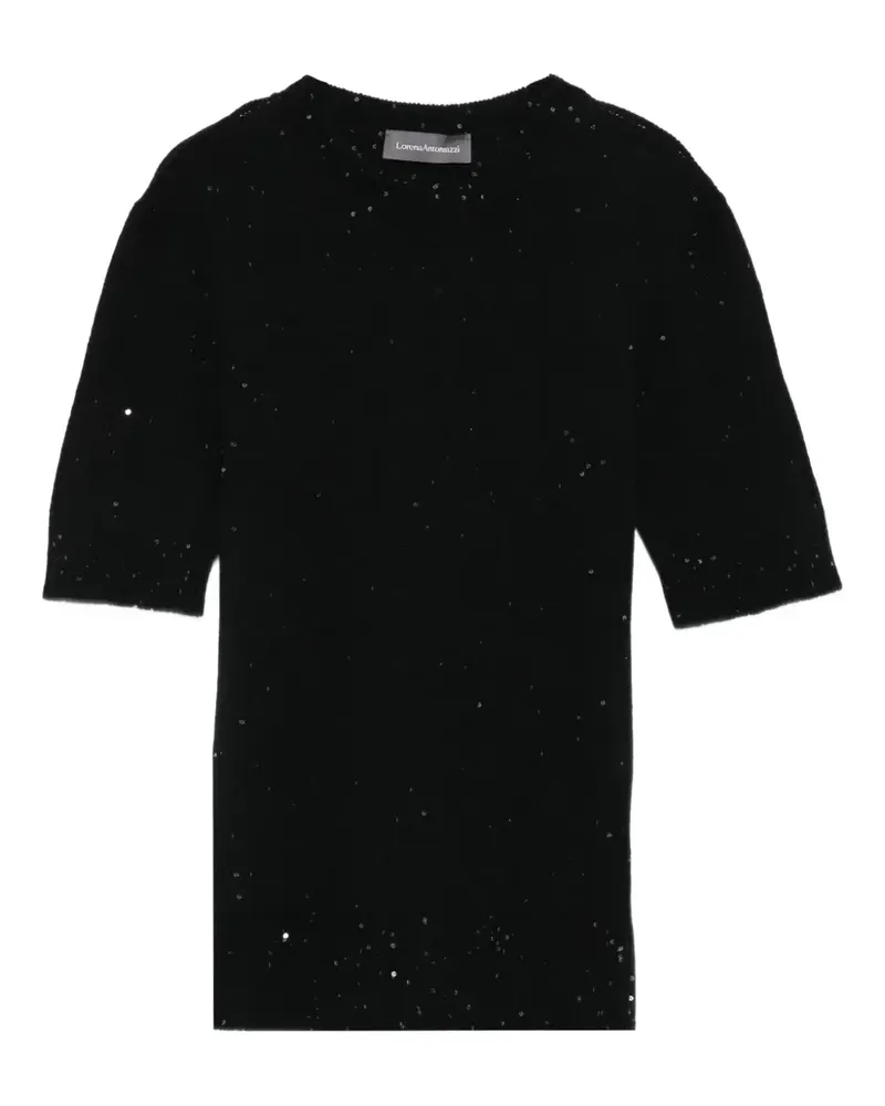 Lorena Antoniazzi Top mit Pailletten - Schwarz Schwarz