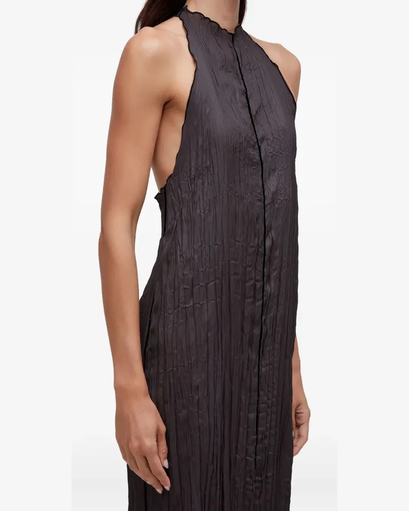 Osklen Doppelreihiges Maxikleid aus Raglansatin - Schwarz Schwarz