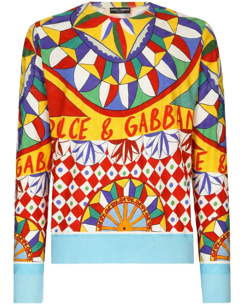 Dolce & Gabbana Pullover aus Seide mit Print - Blau Blau