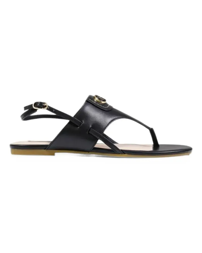 Liu Jo logo-plaque leather sandals - Schwarz Schwarz