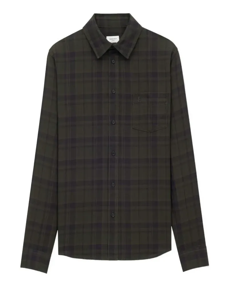 Saint Laurent Kariertes Hemd mit klassischem Kragen - Grün Grün