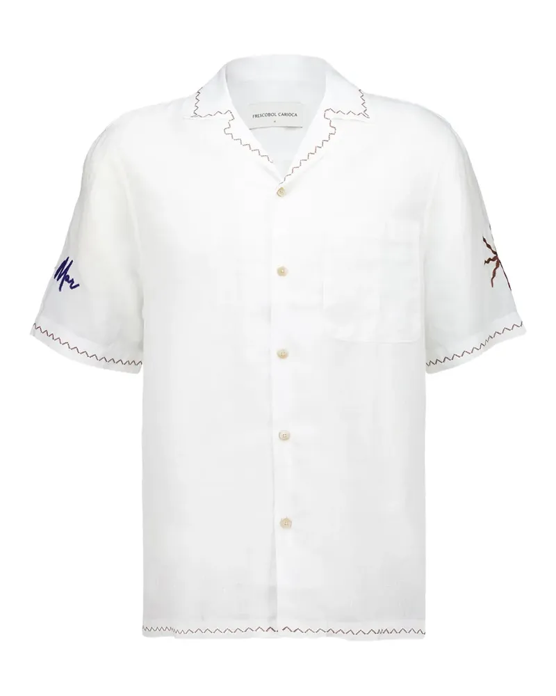 Frescobol Carioca Alves embroidered linen shirt - Weiß Weiß