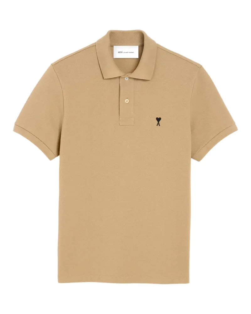 AMI Paris cotton polo with Ami de Coeur - Nude Nude