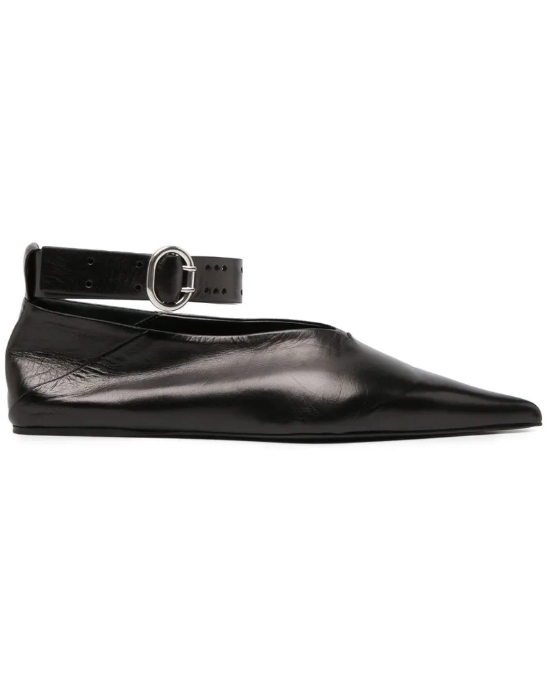 Jil Sander Ballerinas mit spitzer Kappe - Schwarz Schwarz