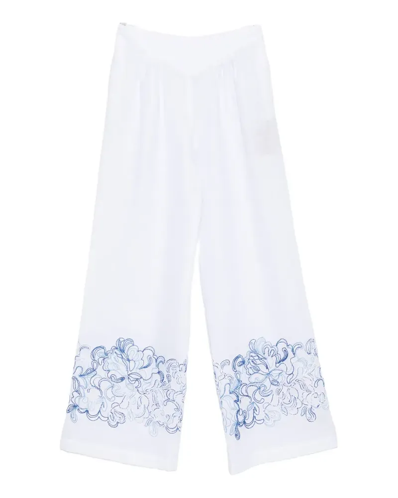 Ermanno Scervino embroidered linen trousers - Weiß Weiß