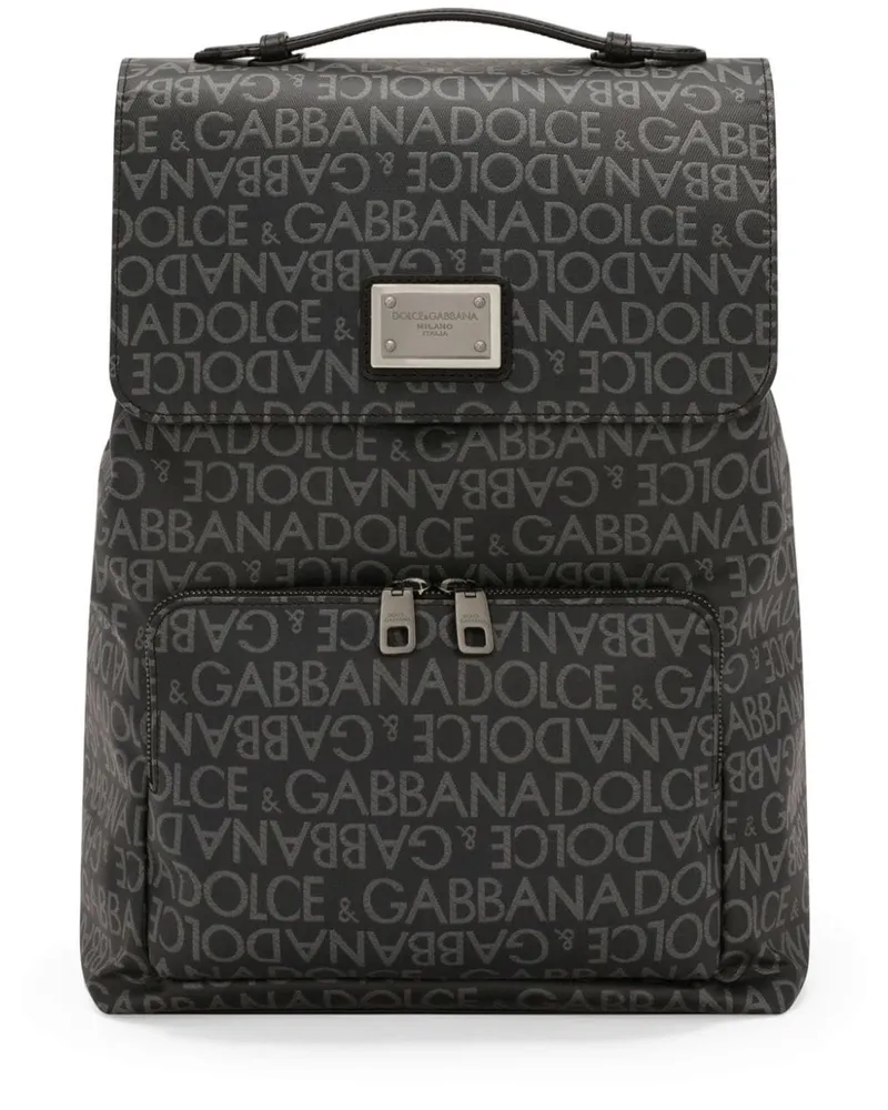 Dolce & Gabbana Beschichteter Jacquard-Rucksack - Schwarz Schwarz