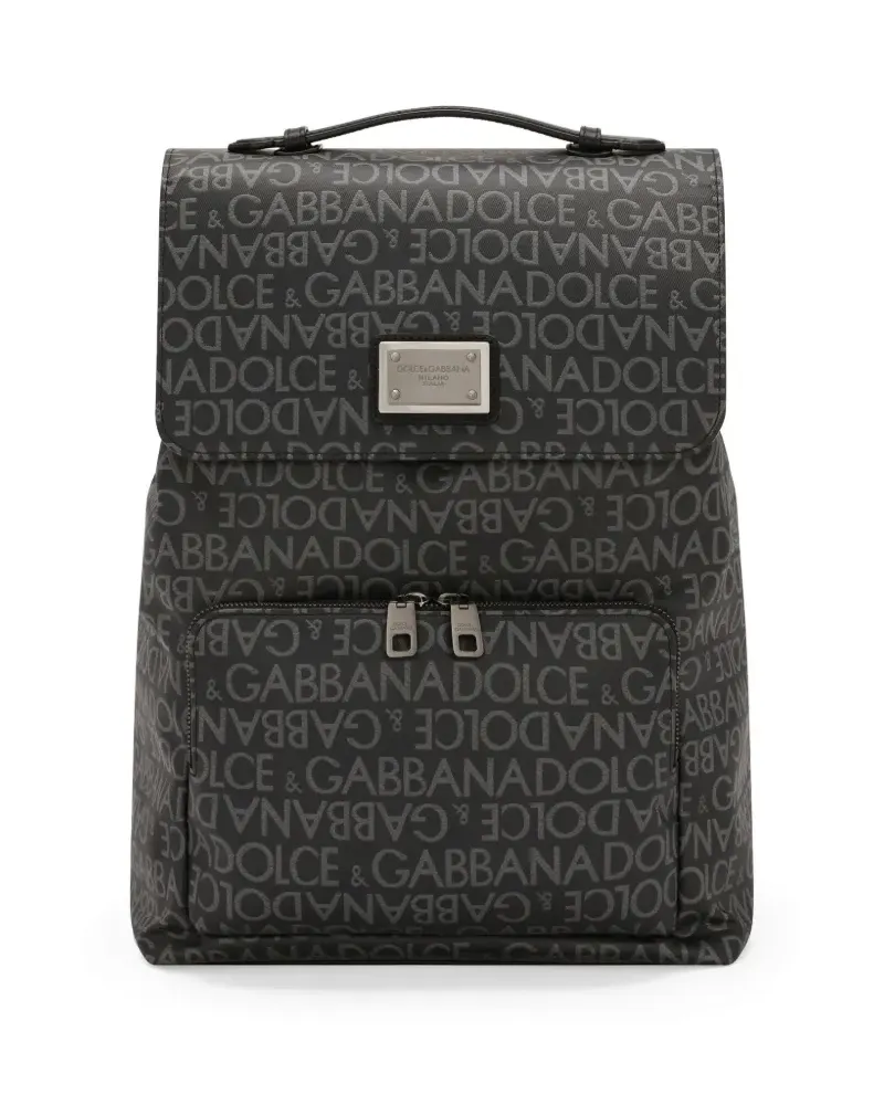 Dolce & Gabbana Beschichteter Jacquard-Rucksack - Schwarz Schwarz