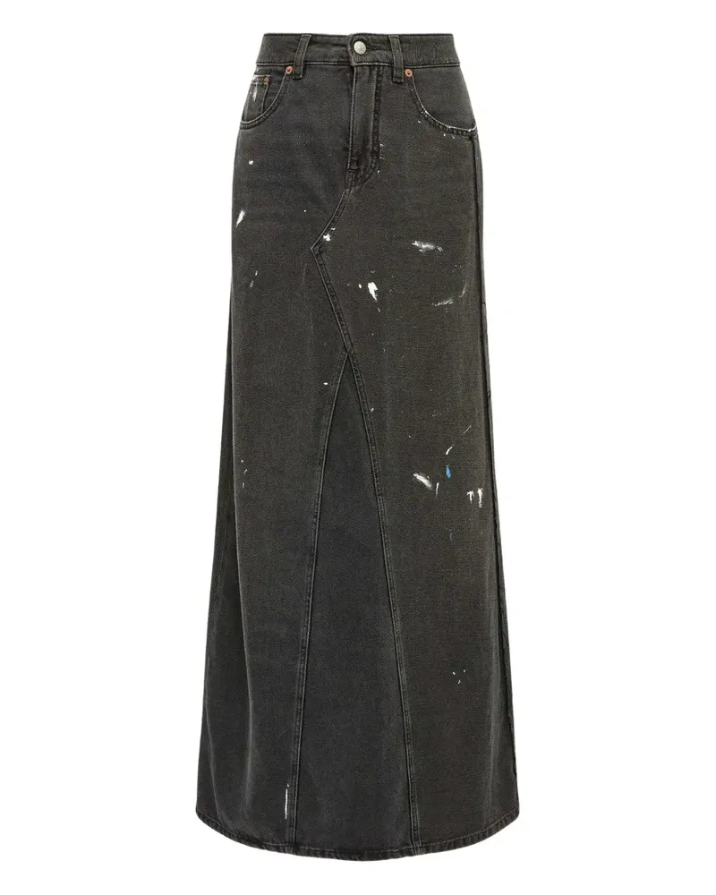 Maison Margiela Jeansrock mit Farbklecks-Print - Schwarz Schwarz