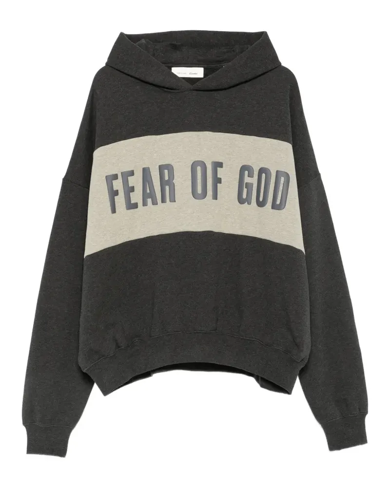 Fear of God logo-print panelled hoodie - Schwarz Schwarz