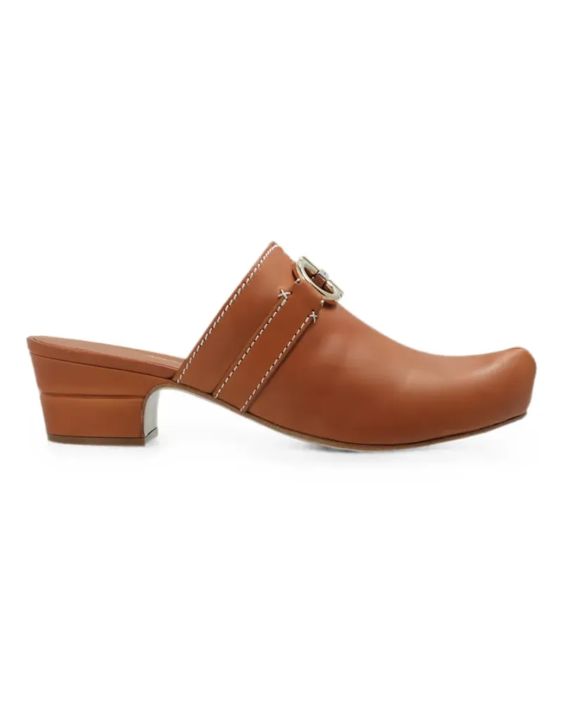 Ferragamo Phobos Gancini Mules - Braun Braun