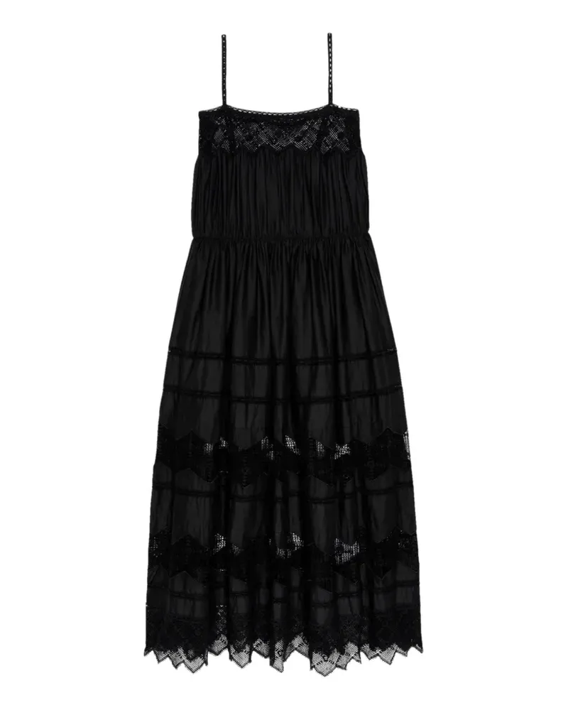 The Great Rosette crochet-trim midi dress - Schwarz Schwarz