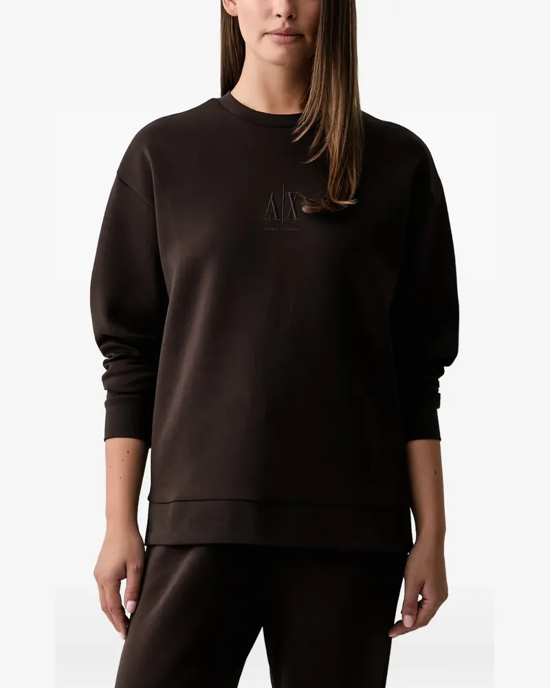 Armani Exchange Sweatshirt mit Logo-Stickerei - Braun Braun