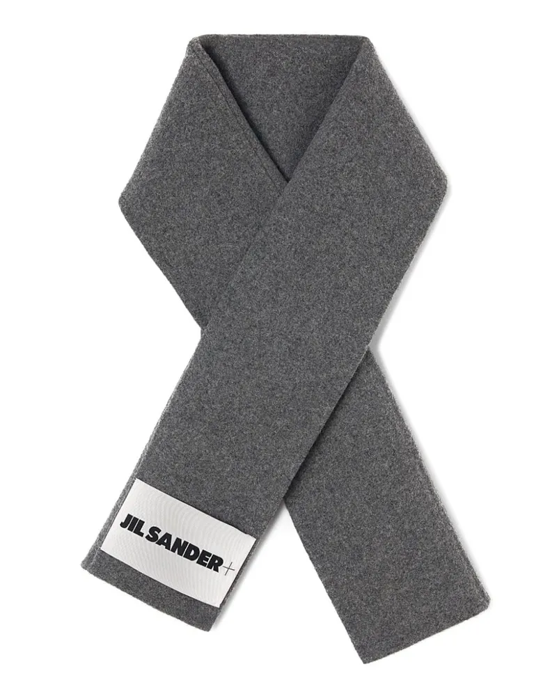 Jil Sander Melierter Schal mit Logo-Applikation - Grau Grau