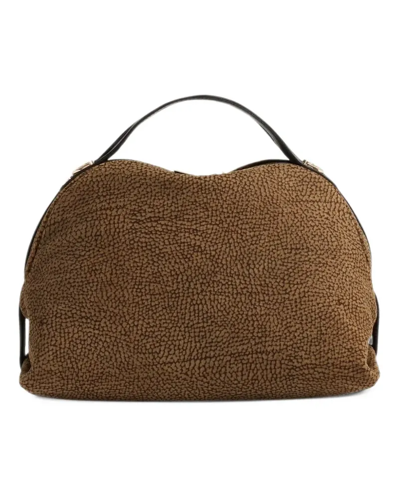 Borbonese printed suede tote bag - Braun Braun